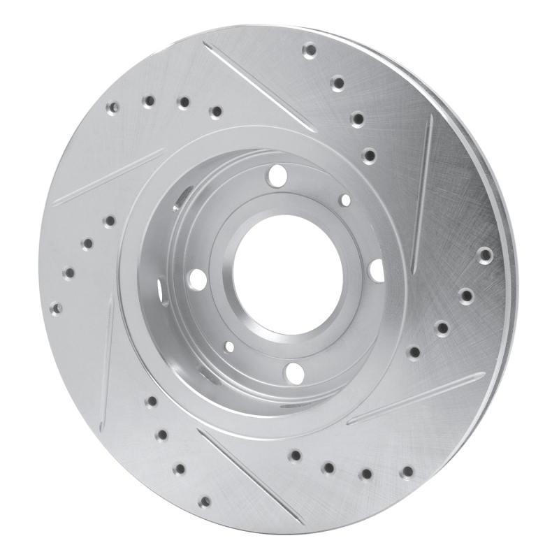 Volvo S40 Brake Rotor (1) - Front Left - R1 Concepts - Drilled & Slotted - Silver - `00-`04